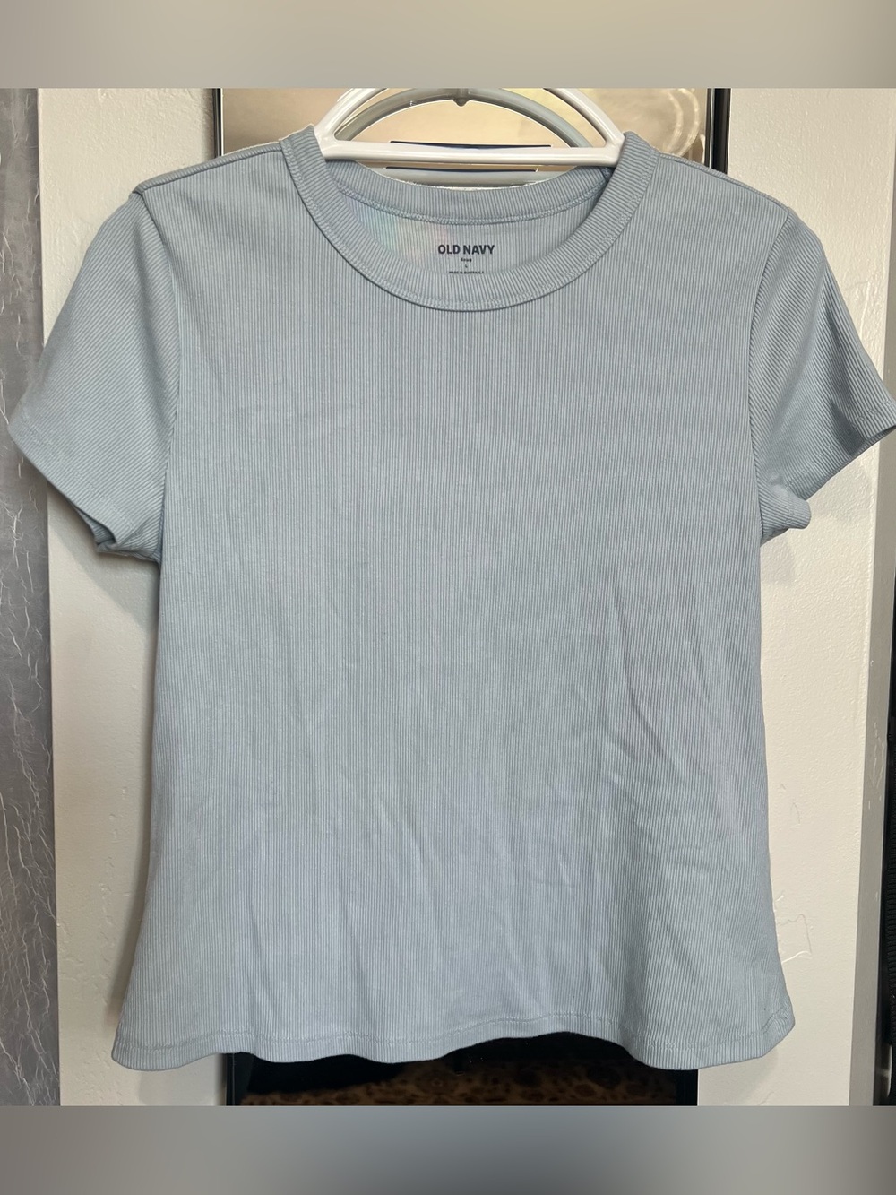 Old Navy Pale Blue Ribbed Short Sleeve Tee